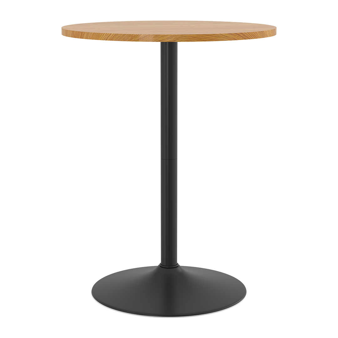 Wooden Bar Table Round 106cm High With Black Base - Carrow