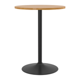Wooden Bar Table Round 106cm High With Black Base - Carrow