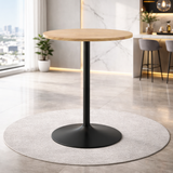 Wooden Bar Table Round 106cm High With Black Base - Carrow