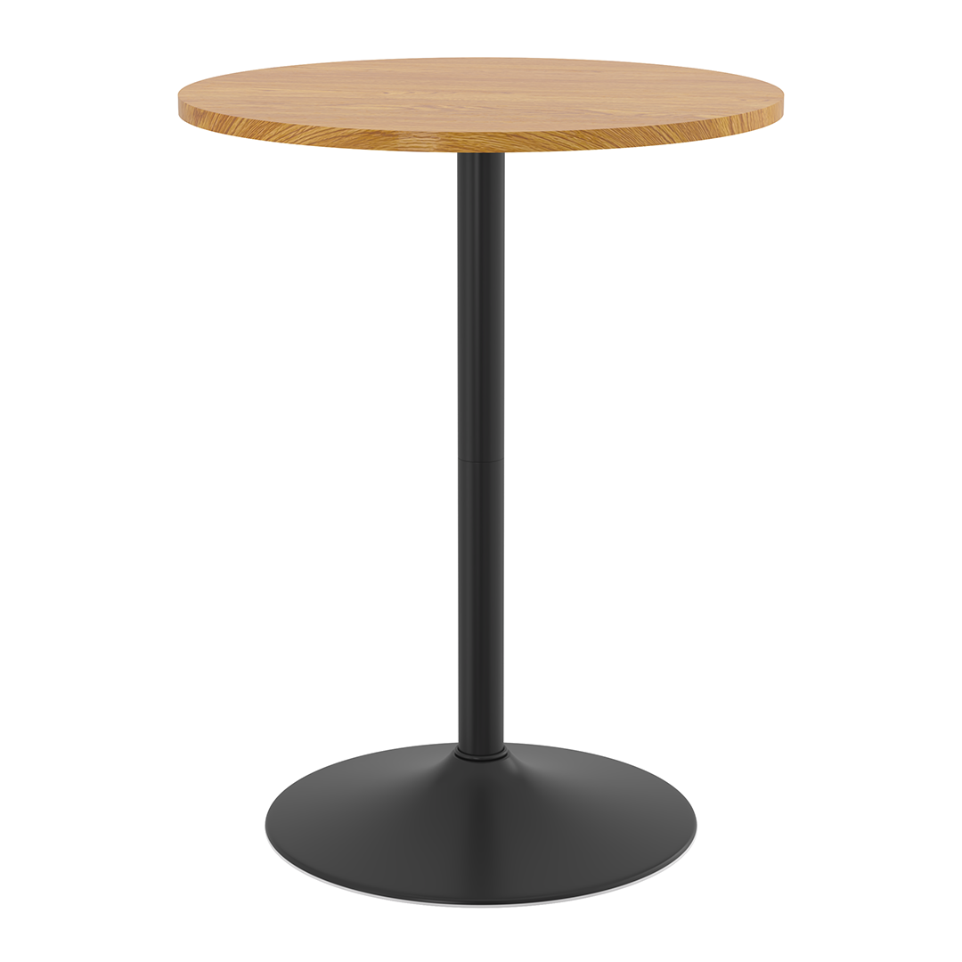 Wooden Bar Table Round 106cm High With Black Base - Carrow