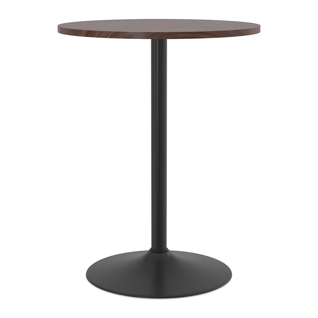 Wooden Bar Table Round 106cm High With Black Base - Carrow