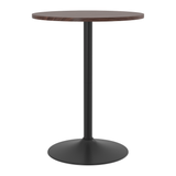 Wooden Bar Table Round 106cm High With Black Base - Carrow