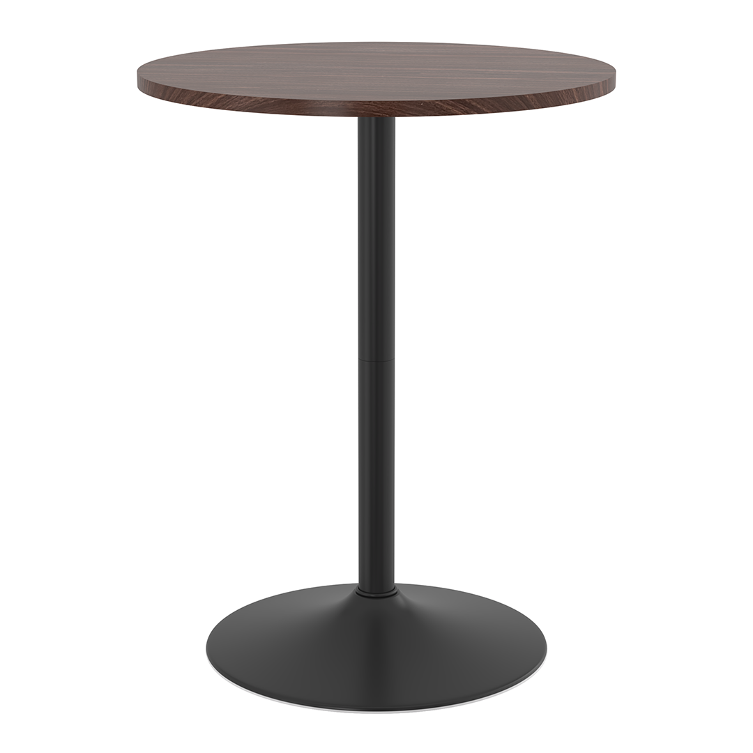 Wooden Bar Table Round 106cm High With Black Base - Carrow
