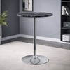 Wooden Bar Table Round in Marble Effect 106cm High With Chrome Base - Carrow