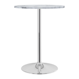 Wooden Bar Table Round in Marble Effect 106cm High With Chrome Base - Carrow