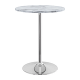 Wooden Bar Table Round in Marble Effect 106cm High With Chrome Base - Carrow