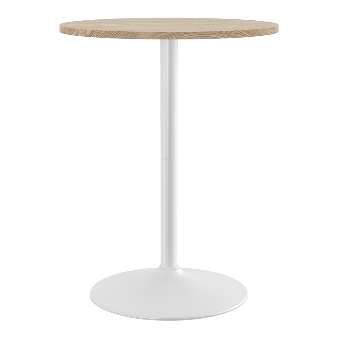 Wooden Bar Table Round 106cm High With White Base - Carrow