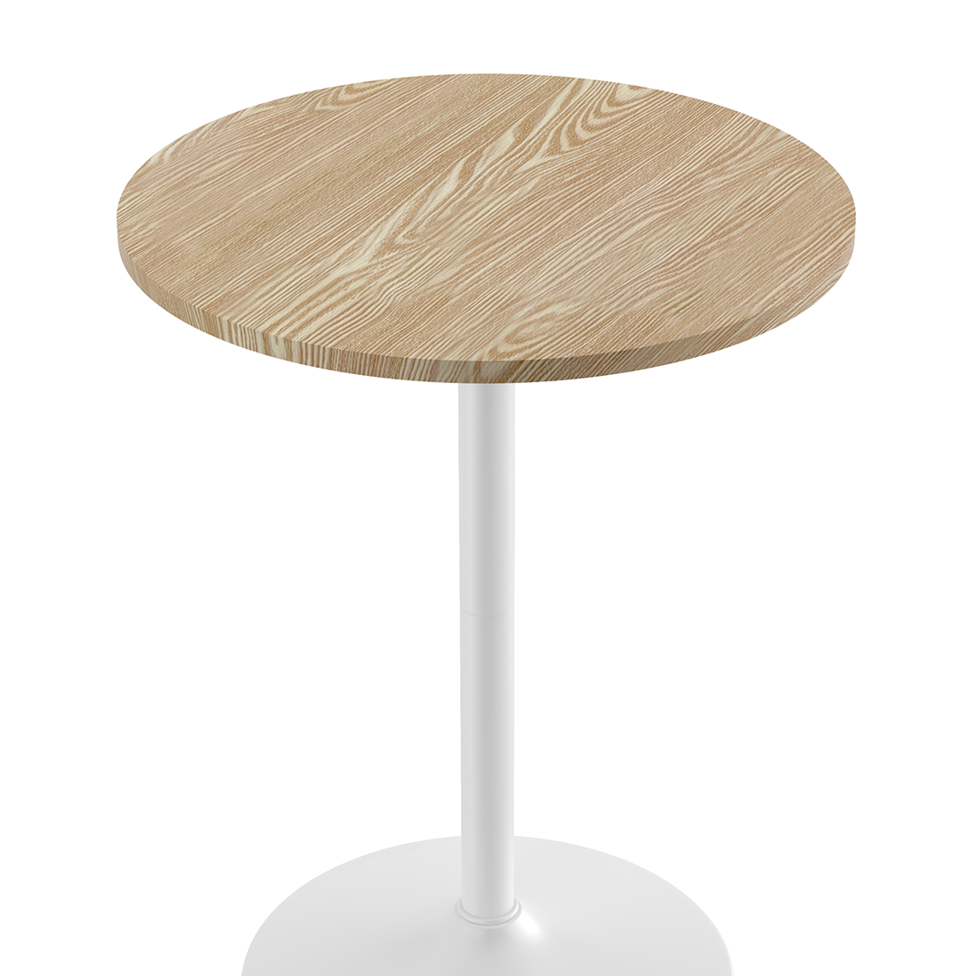Wooden Bar Table Round 106cm High With White Base - Carrow