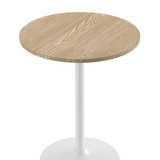 Wooden Bar Table Round 106cm High With White Base - Carrow