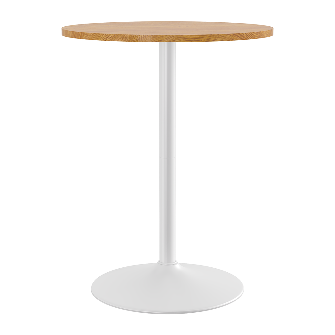Wooden Bar Table Round 106cm High With White Base - Carrow