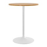 Wooden Bar Table Round 106cm High With White Base - Carrow