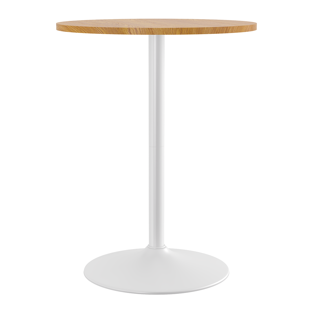 Wooden Bar Table Round 106cm High With White Base - Carrow