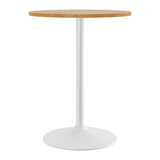Wooden Bar Table Round 106cm High With White Base - Carrow