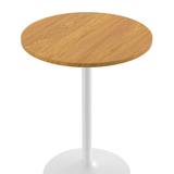 Wooden Bar Table Round 106cm High With White Base - Carrow