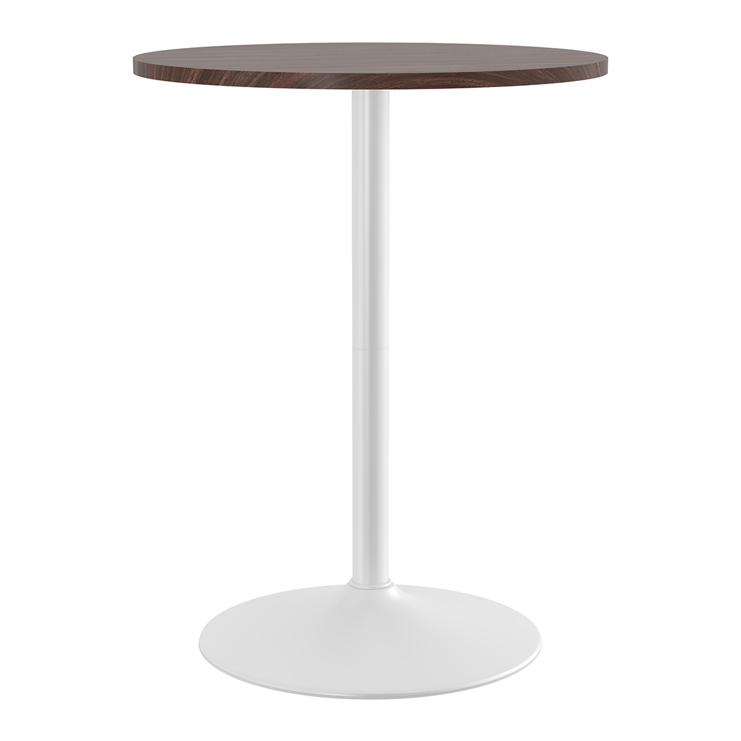 Wooden Bar Table Round 106cm High With White Base - Carrow