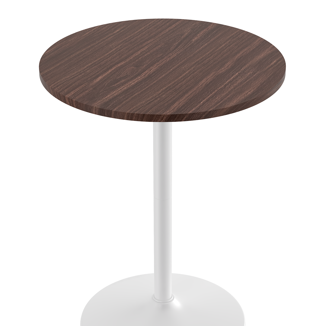 Wooden Bar Table Round 106cm High With White Base - Carrow