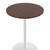 Wooden Bar Table Round 106cm High With White Base - Carrow