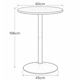 Wooden Bar Table Round 106cm High With White Base - Carrow