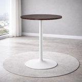 Wooden Bar Table Round 106cm High With White Base - Carrow