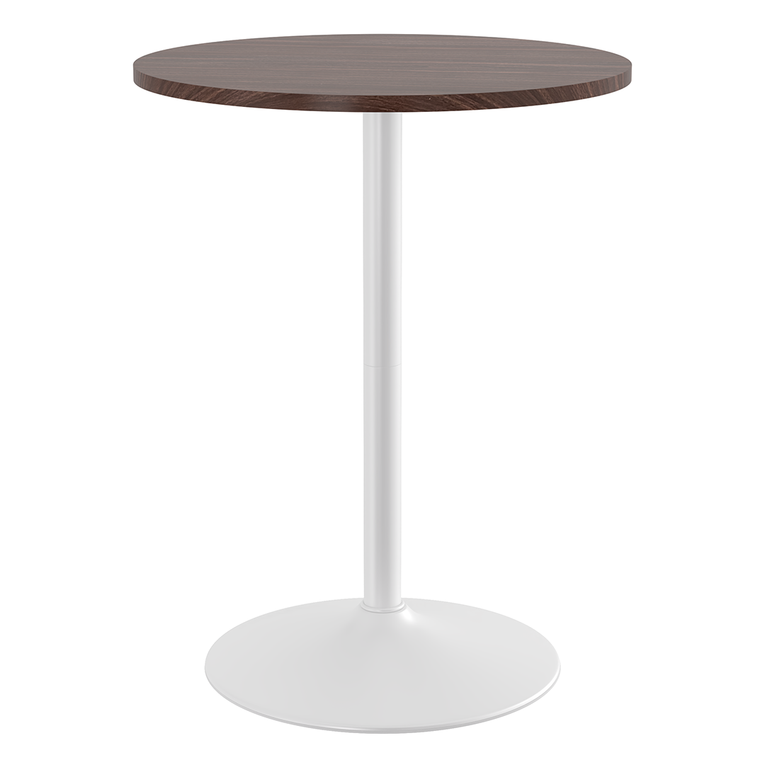 Wooden Bar Table Round 106cm High With White Base - Carrow