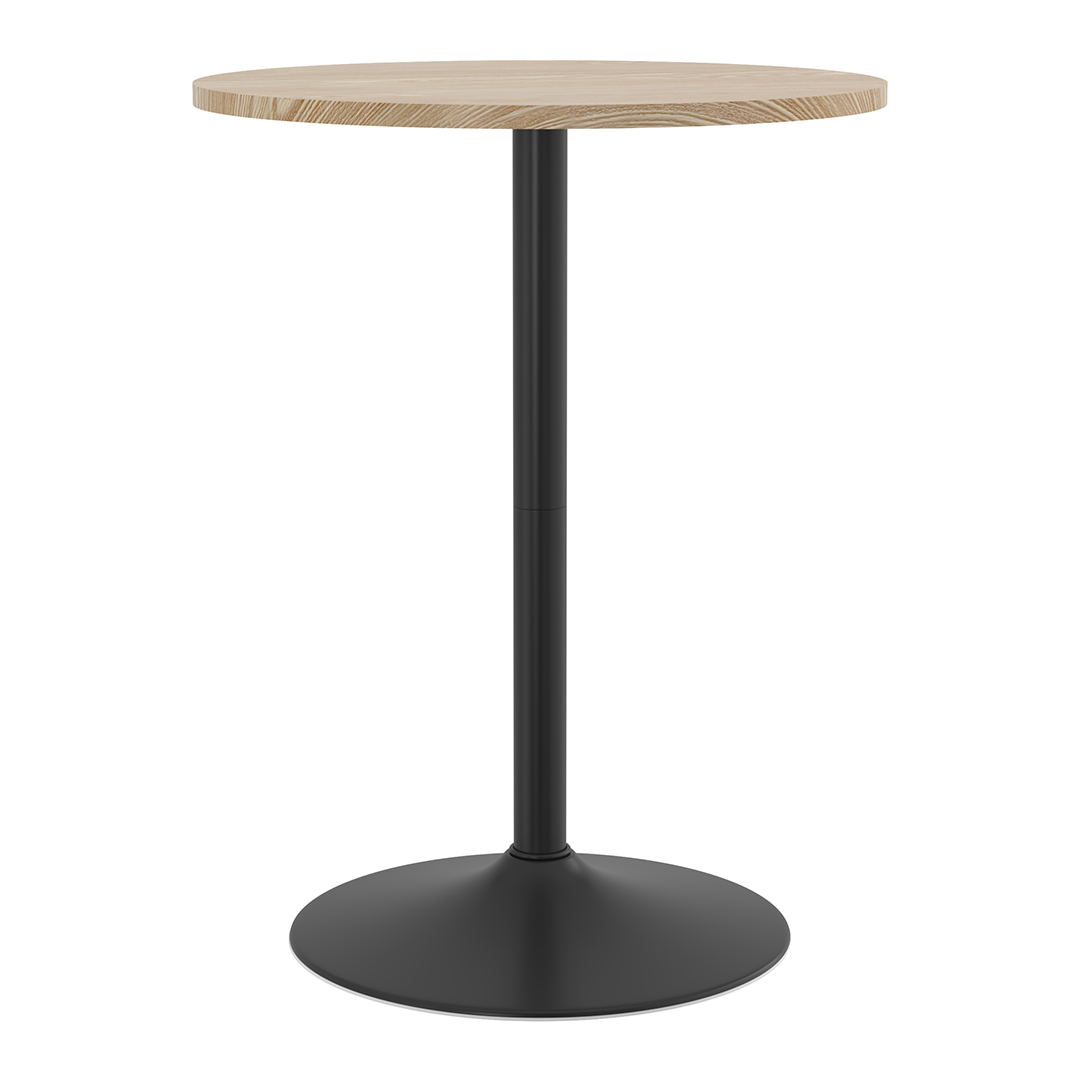Wooden Bar Table Round 96cm High With Black Base - Carrow