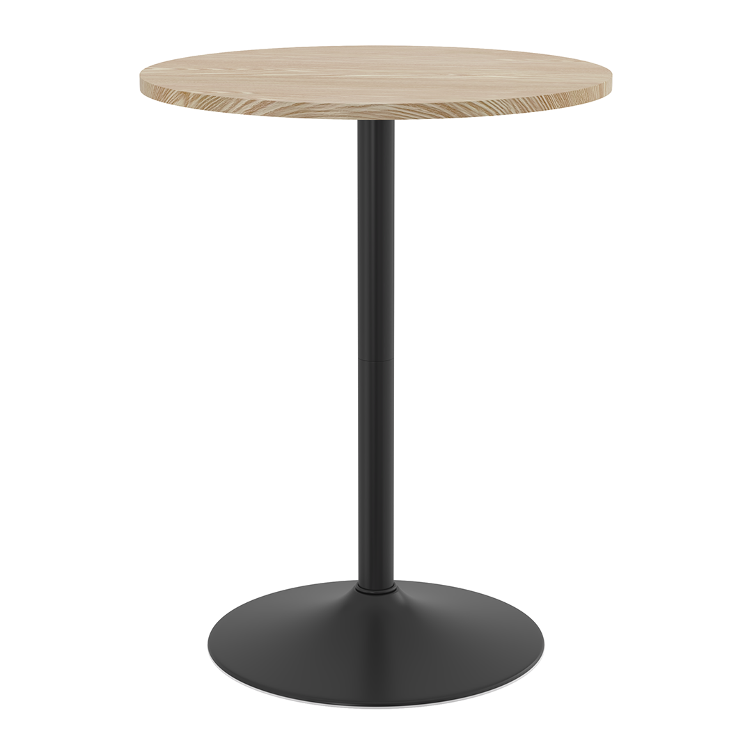 Wooden Bar Table Round 96cm High With Black Base - Carrow