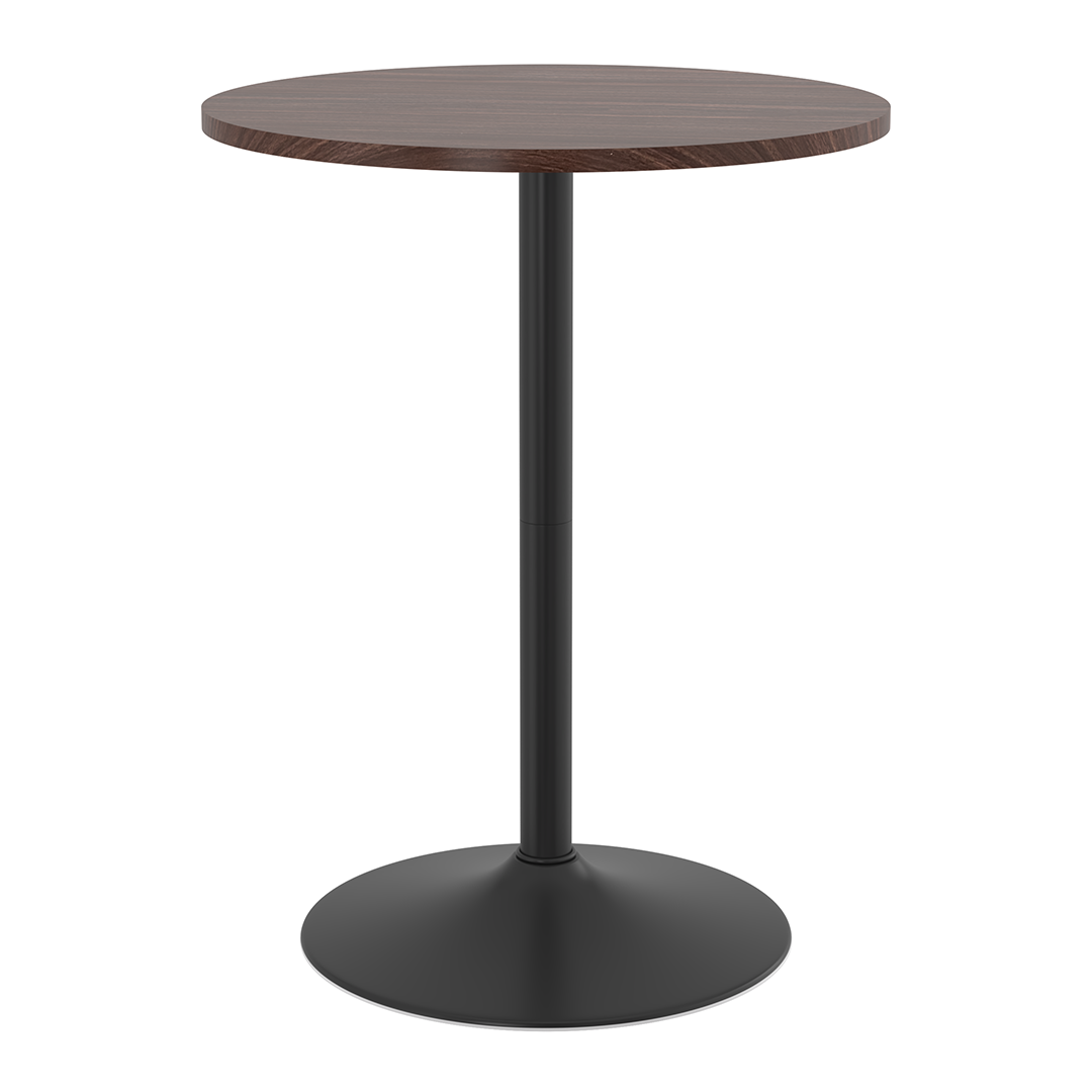 Wooden Bar Table Round 96cm High With Black Base - Carrow