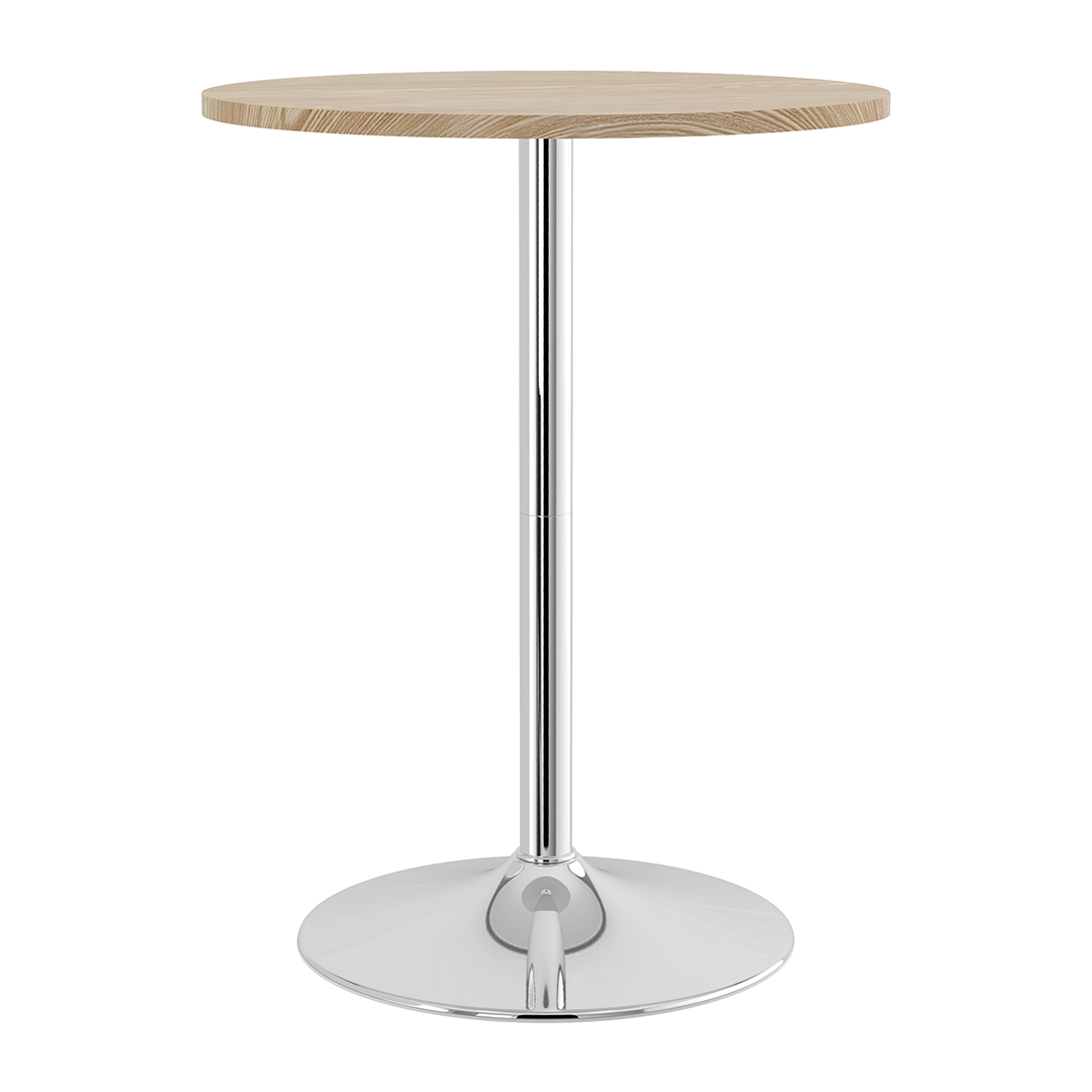 Wooden Bar Table Round 96cm High With Chrome Base - Carrow