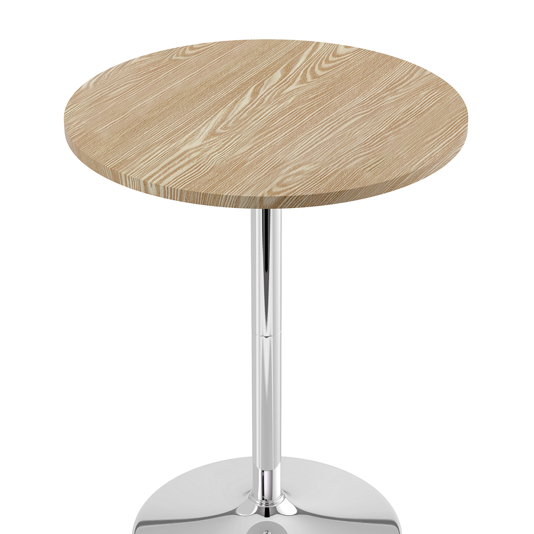 Wooden Bar Table Round 96cm High With Chrome Base - Carrow