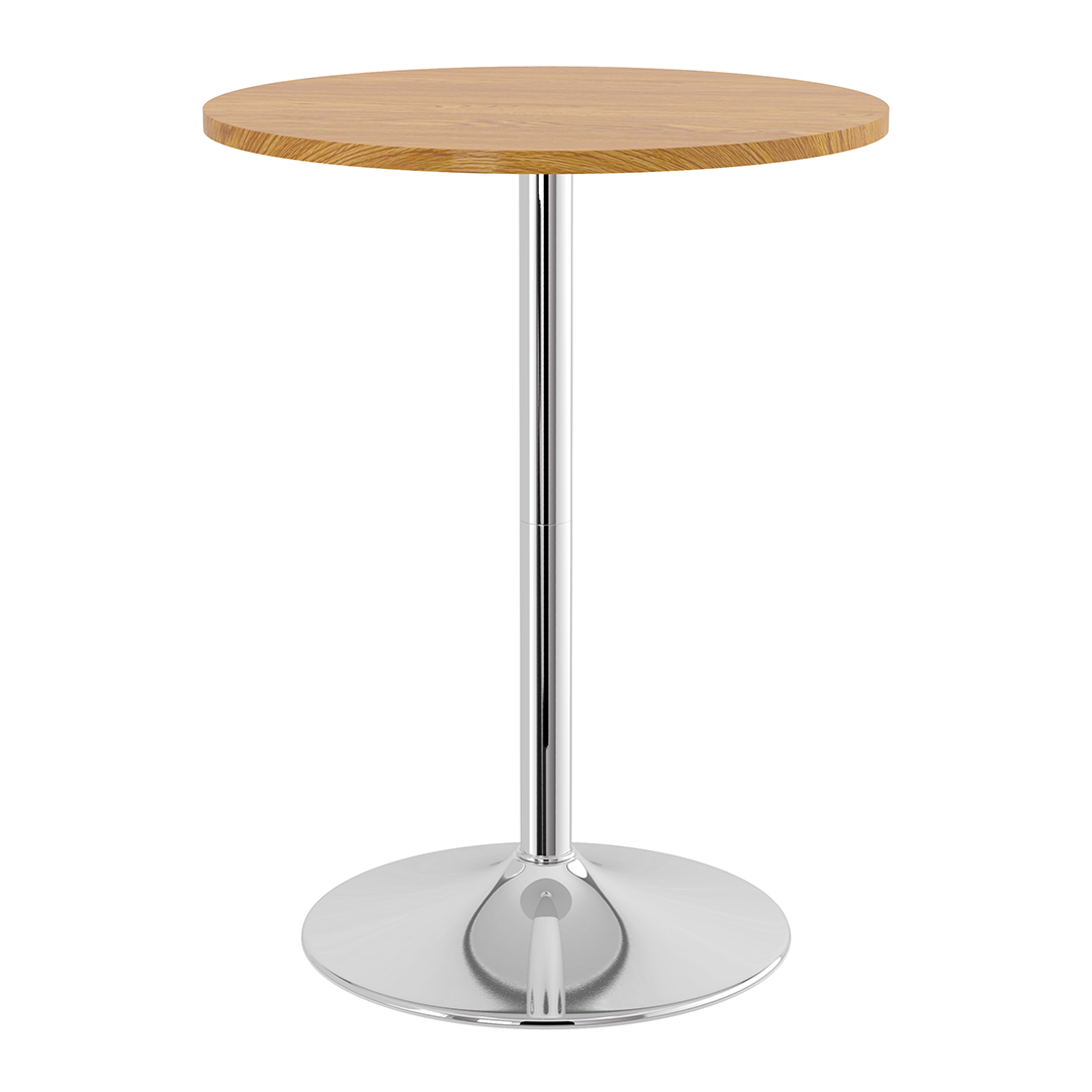 Wooden Bar Table Round 96cm High With Chrome Base - Carrow