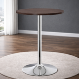 Wooden Bar Table Round 96cm High With Chrome Base - Carrow