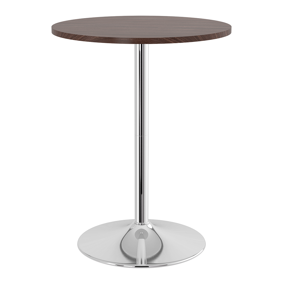 Wooden Bar Table Round 96cm High With Chrome Base - Carrow