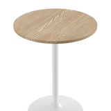 Wooden Bar Table Round 96cm High With White Base - Carrow