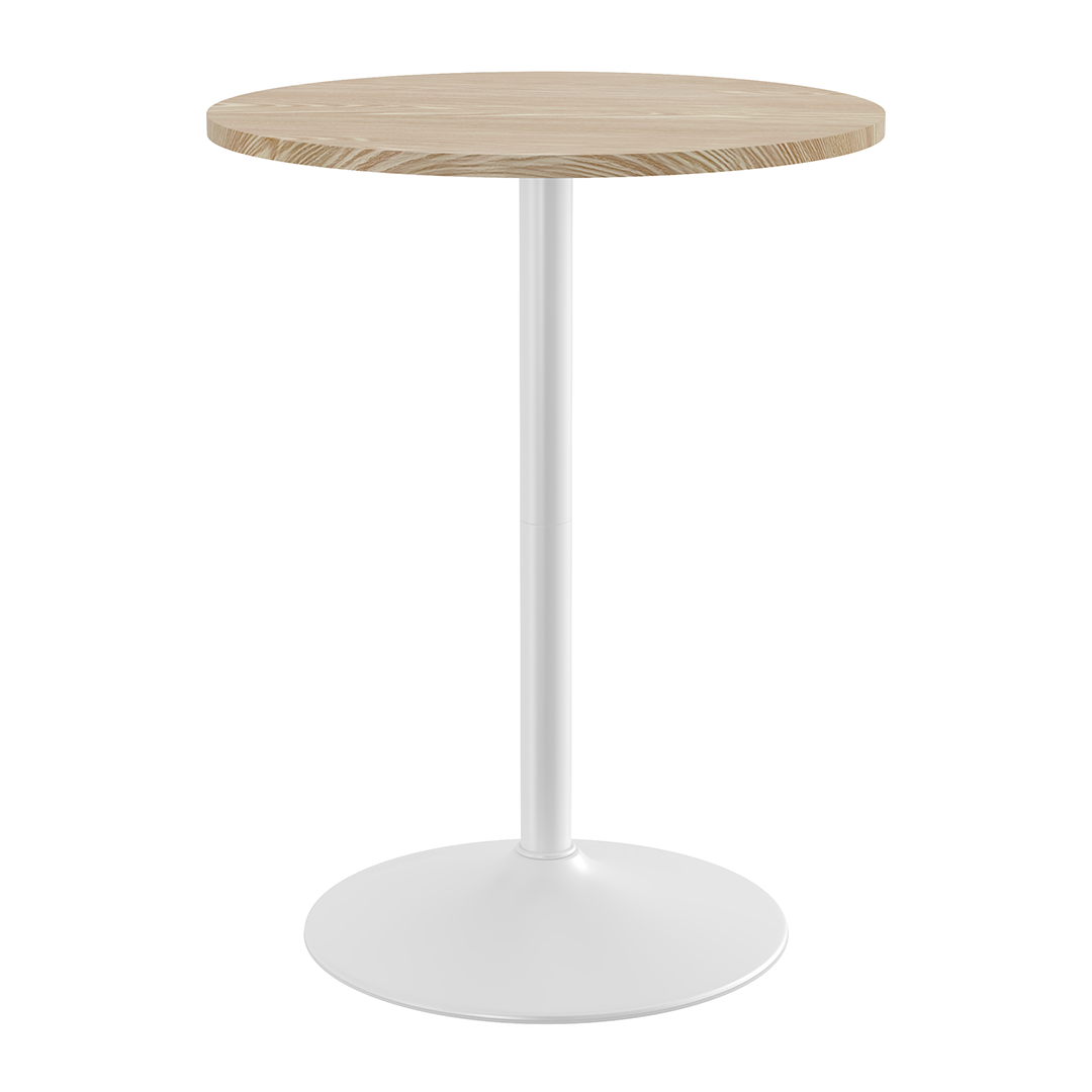 Wooden Bar Table Round 96cm High With White Base - Carrow