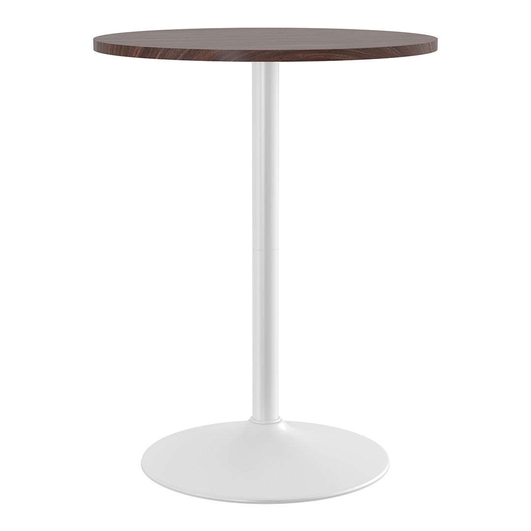 Wooden Bar Table Round 96cm High With White Base - Carrow