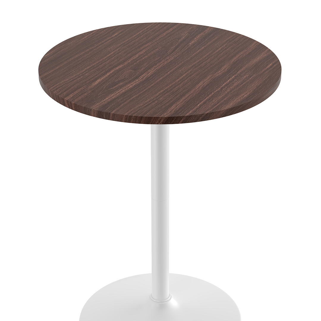 Wooden Bar Table Round 96cm High With White Base - Carrow