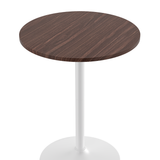 Wooden Bar Table Round 96cm High With White Base - Carrow