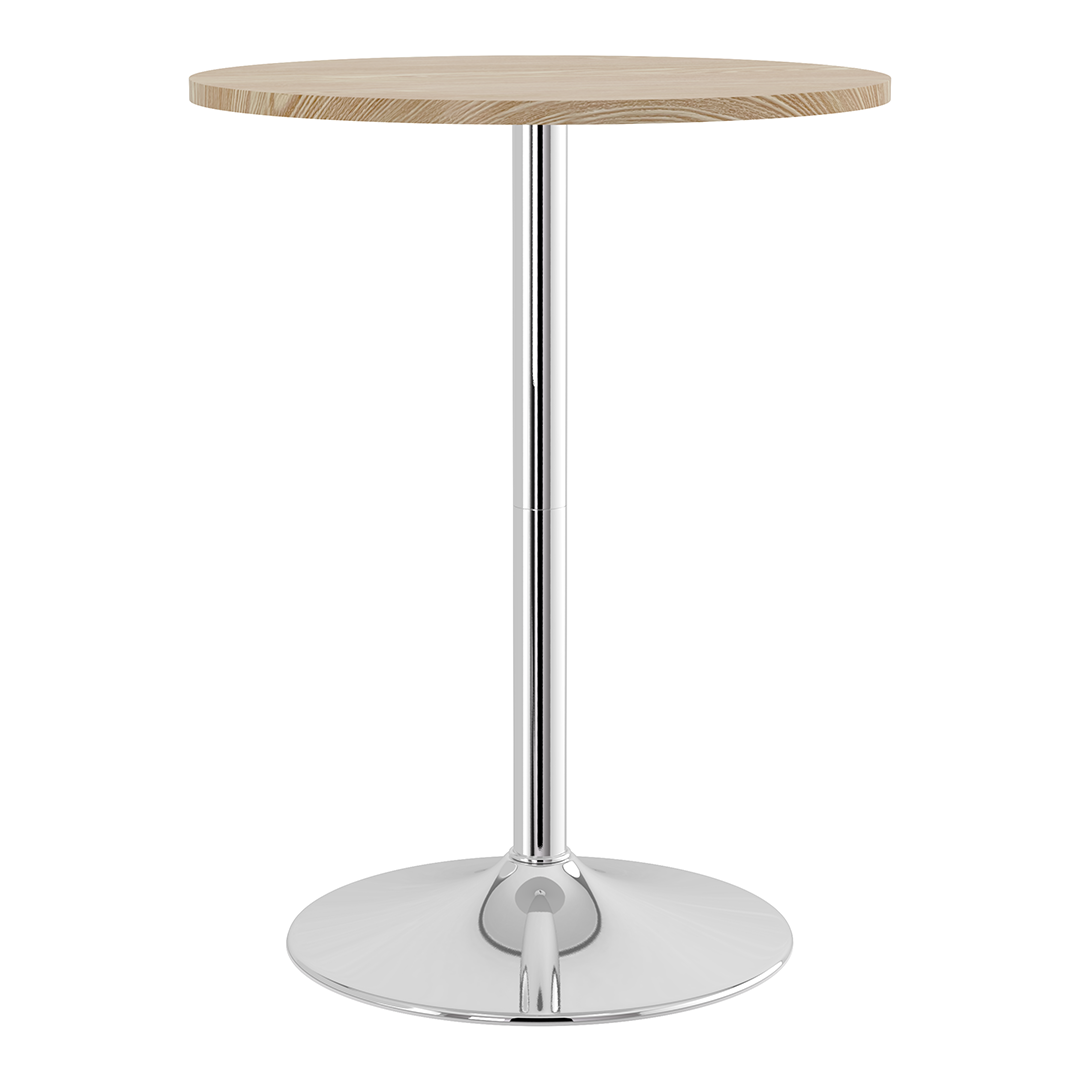 Wooden Bar Table Round 106cm High With Chrome Base - Carrow