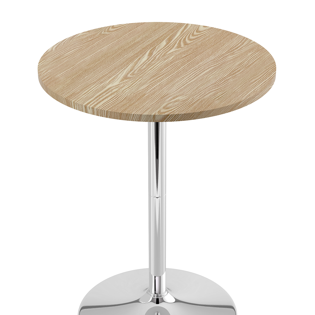 Wooden Bar Table Round 106cm High With Chrome Base - Carrow