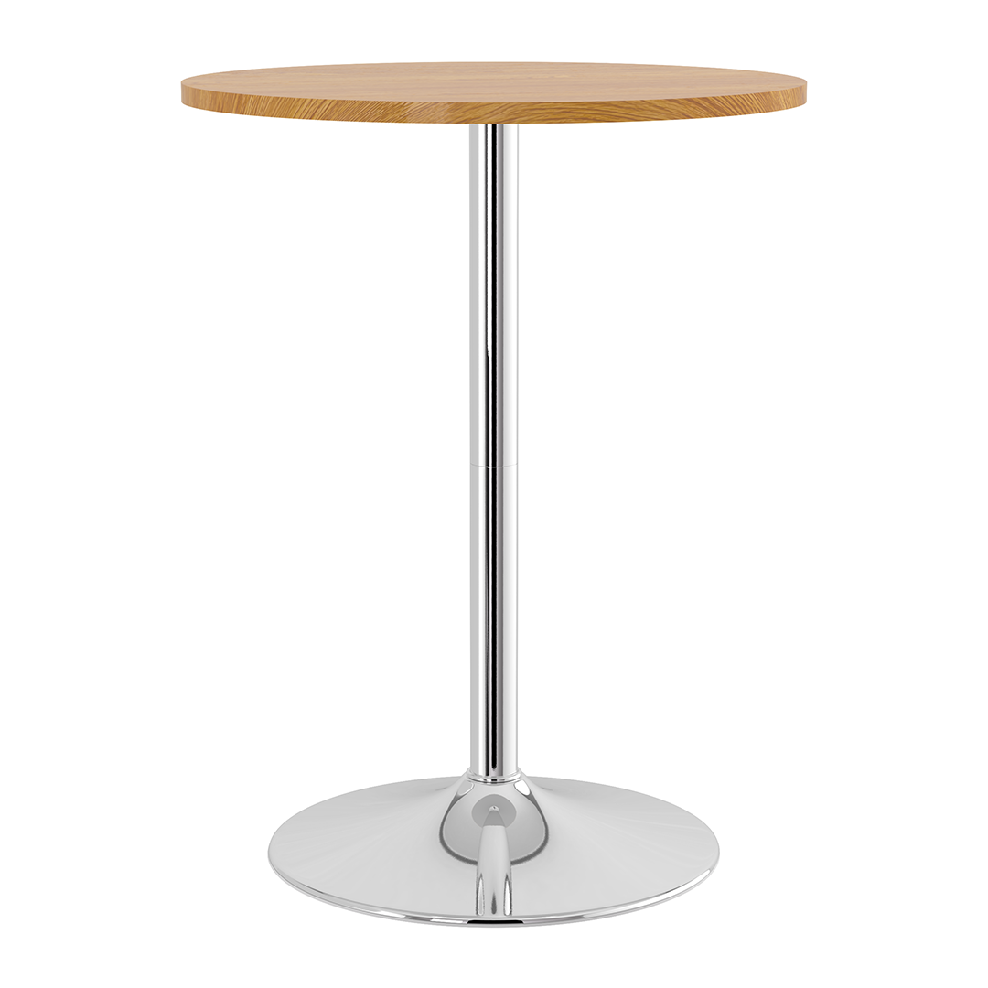 Wooden Bar Table Round 106cm High With Chrome Base - Carrow