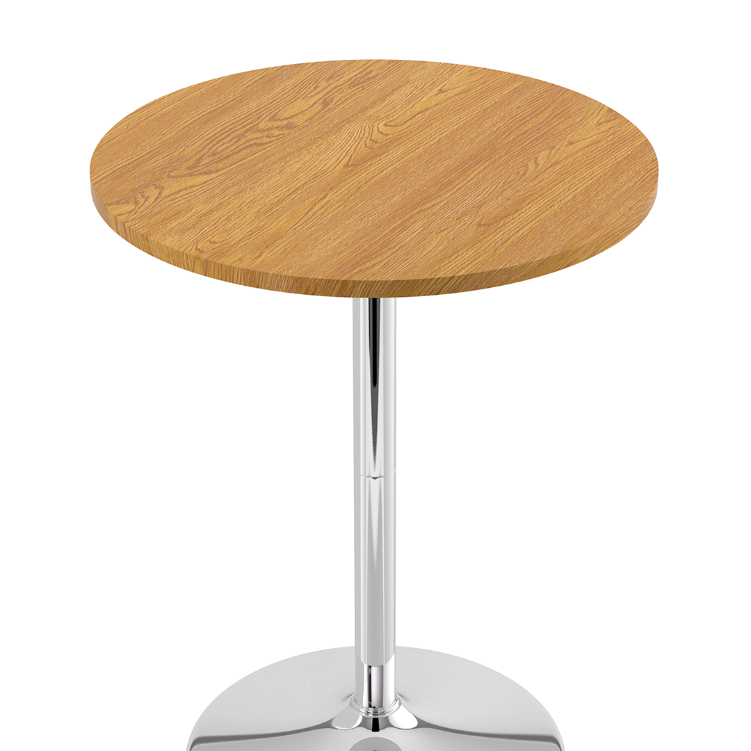 Wooden Bar Table Round 106cm High With Chrome Base - Carrow