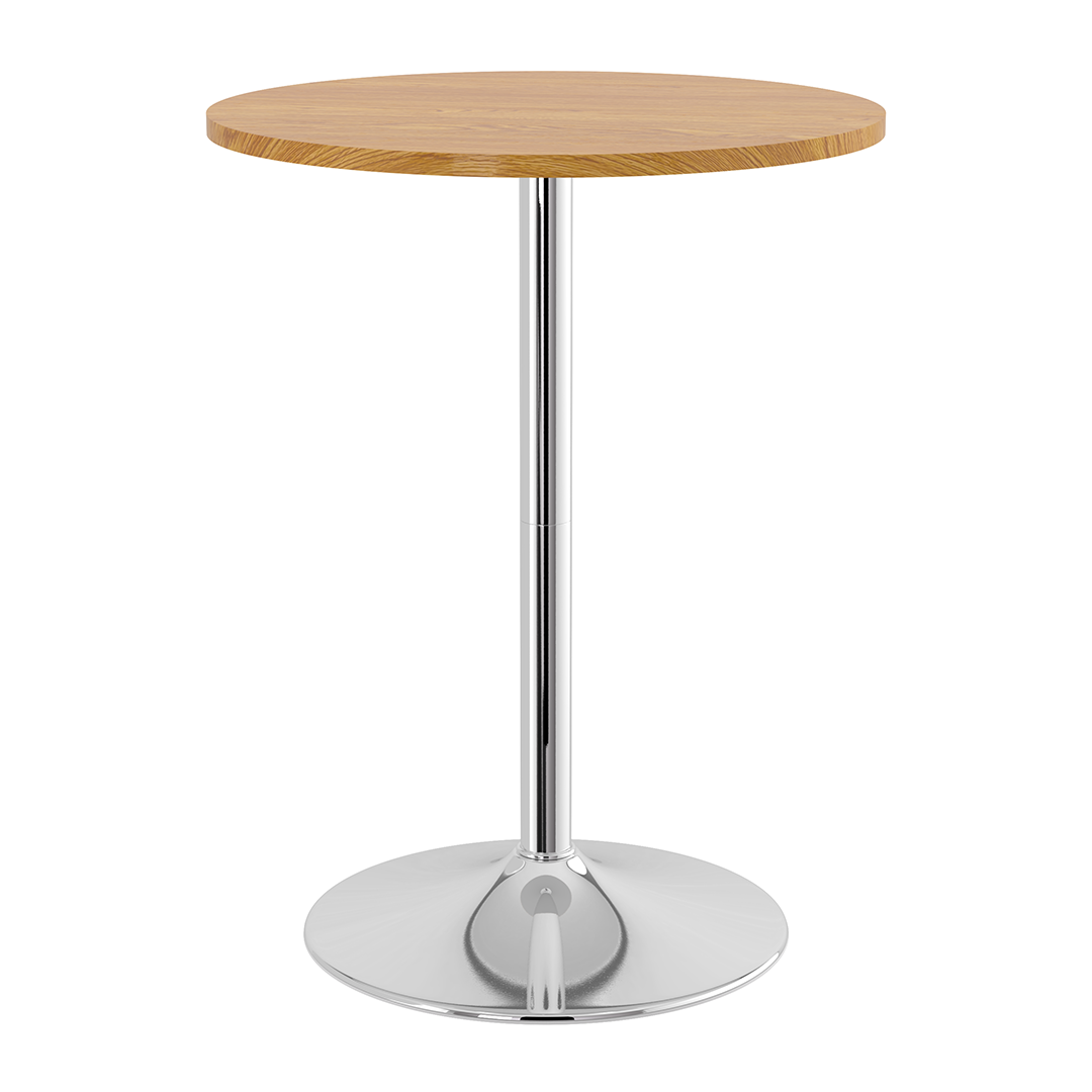 Wooden Bar Table Round 106cm High With Chrome Base - Carrow