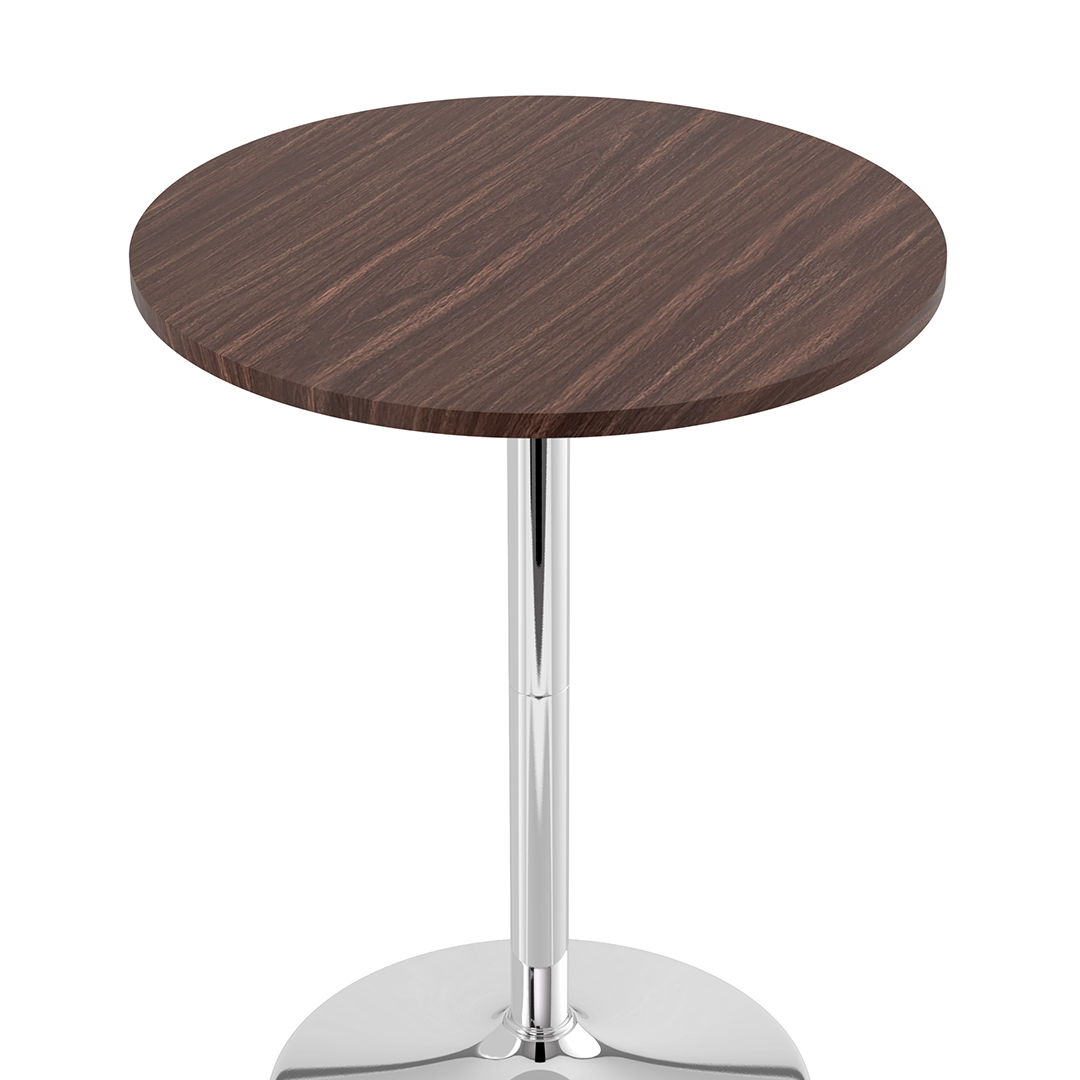 Wooden Bar Table Round 106cm High With Chrome Base - Carrow
