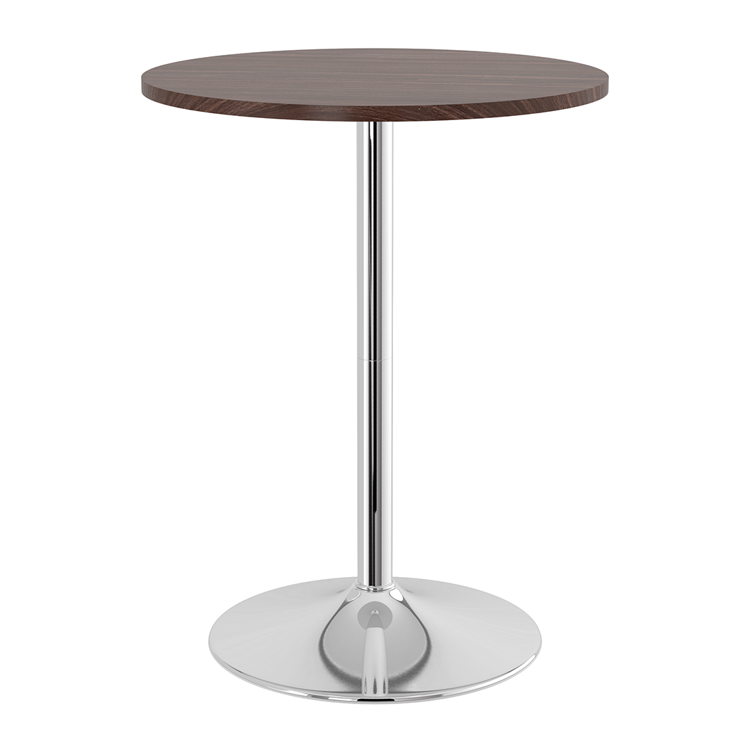 Wooden Bar Table Round 106cm High With Chrome Base - Carrow