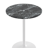 Wooden Bar Table Round in Marble Effect 106cm High With White Base - Carrow