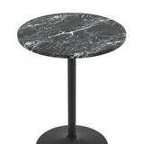 Wooden Bar Table Round in Marble Effect 96cm High With Black Base - Carrow