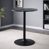 Wooden Bar Table Round in Marble Effect 96cm High With Black Base - Carrow