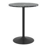 Wooden Bar Table Round in Marble Effect 96cm High With Black Base - Carrow