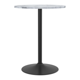Wooden Bar Table Round in Marble Effect 96cm High With Black Base - Carrow