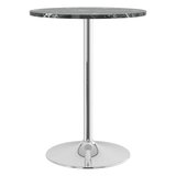 Wooden Bar Table Round in Marble Effect 96cm High With Chrome Base - Carrow